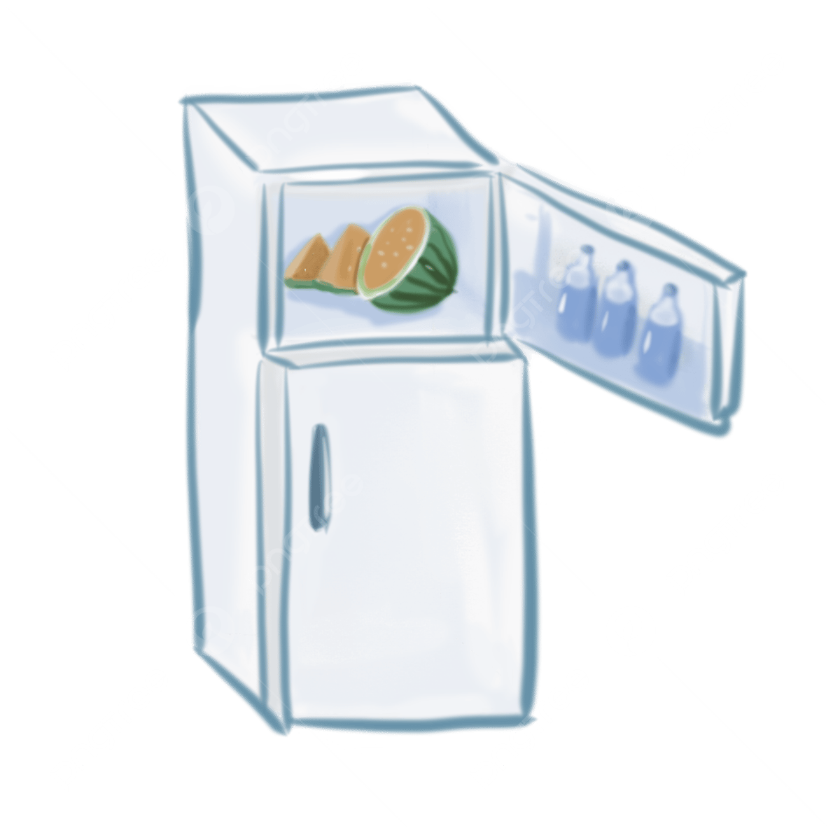 Приоткрытый холодильник рисунок