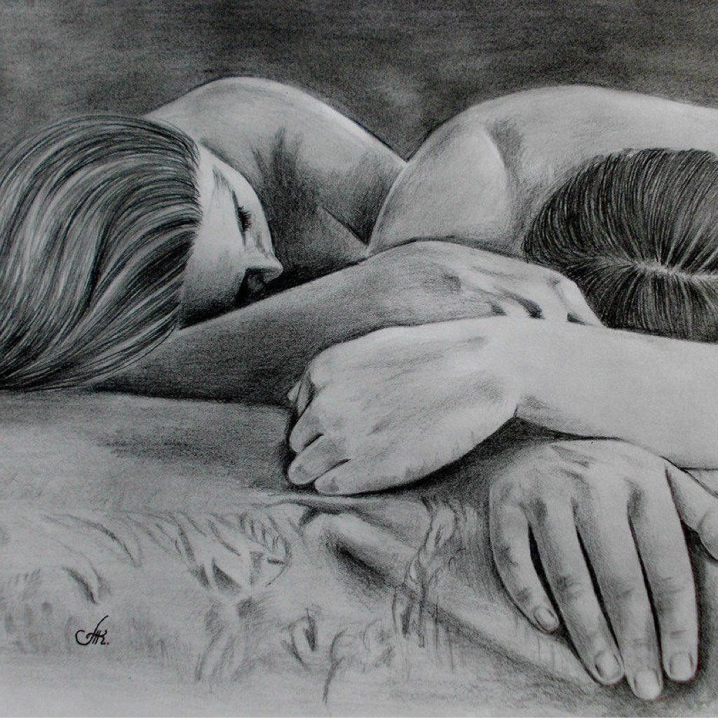 Объятия в постели рисунок