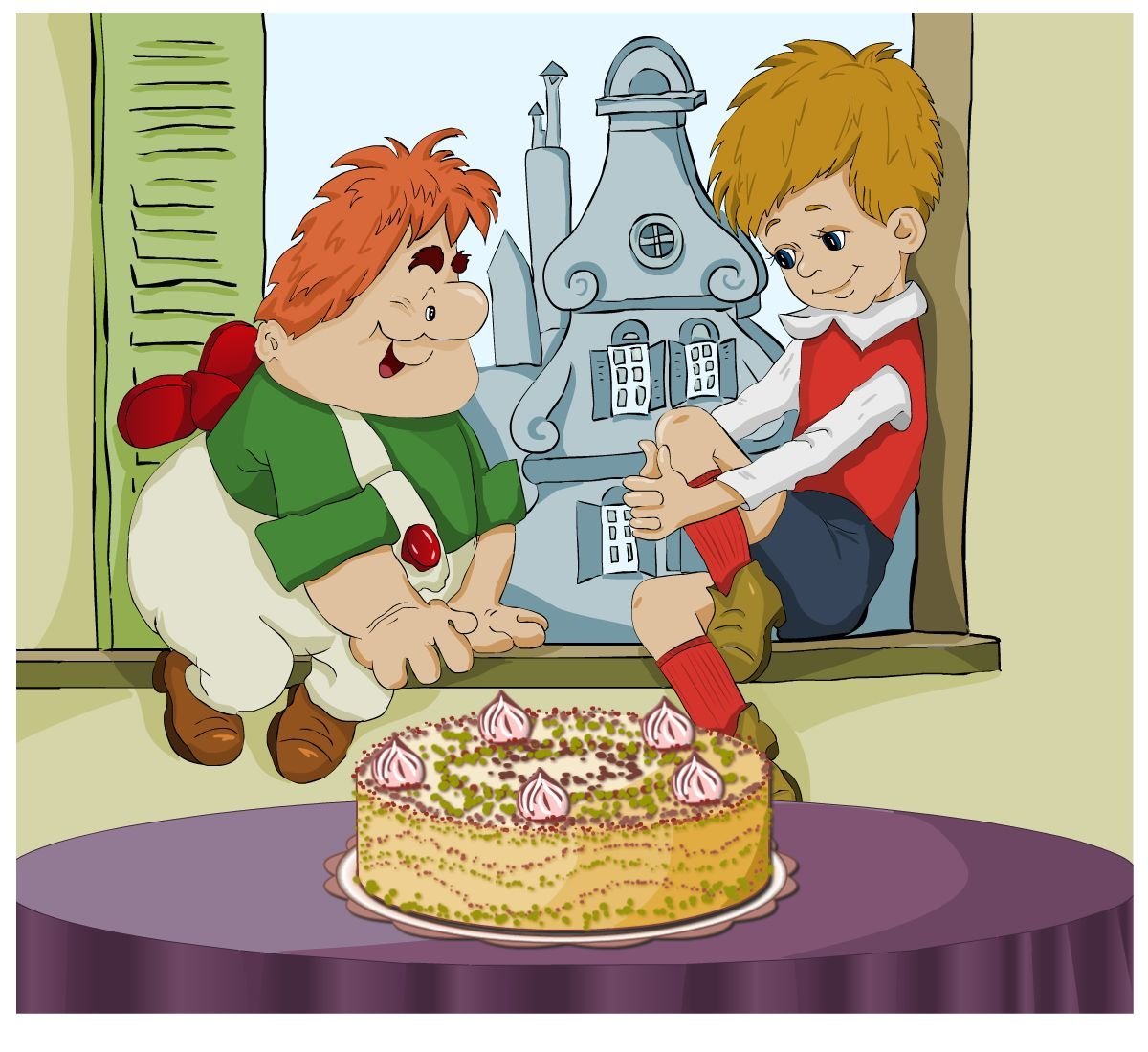 Открытка с новым годом с Карлсоном