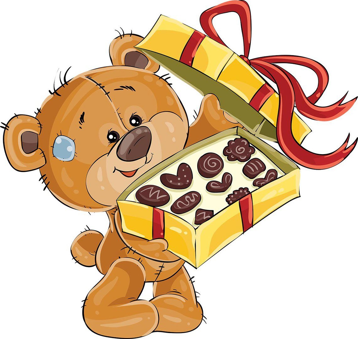 Медвежонок с подарками на тортике