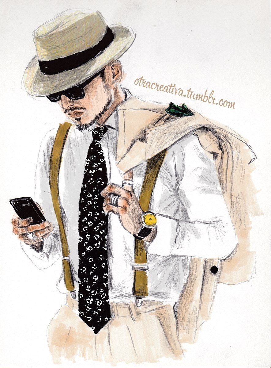 Мужчина акварель