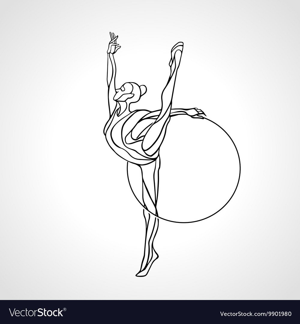 Раскраска гимнастка с обручем