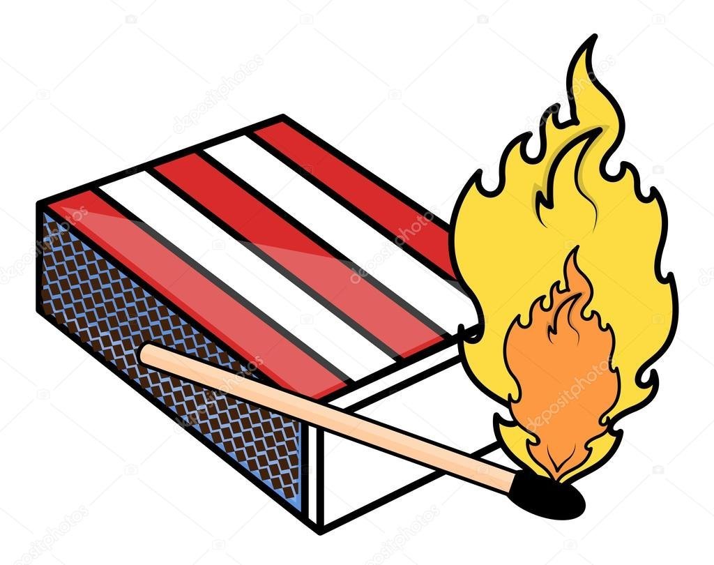 Горящий коробок спичек