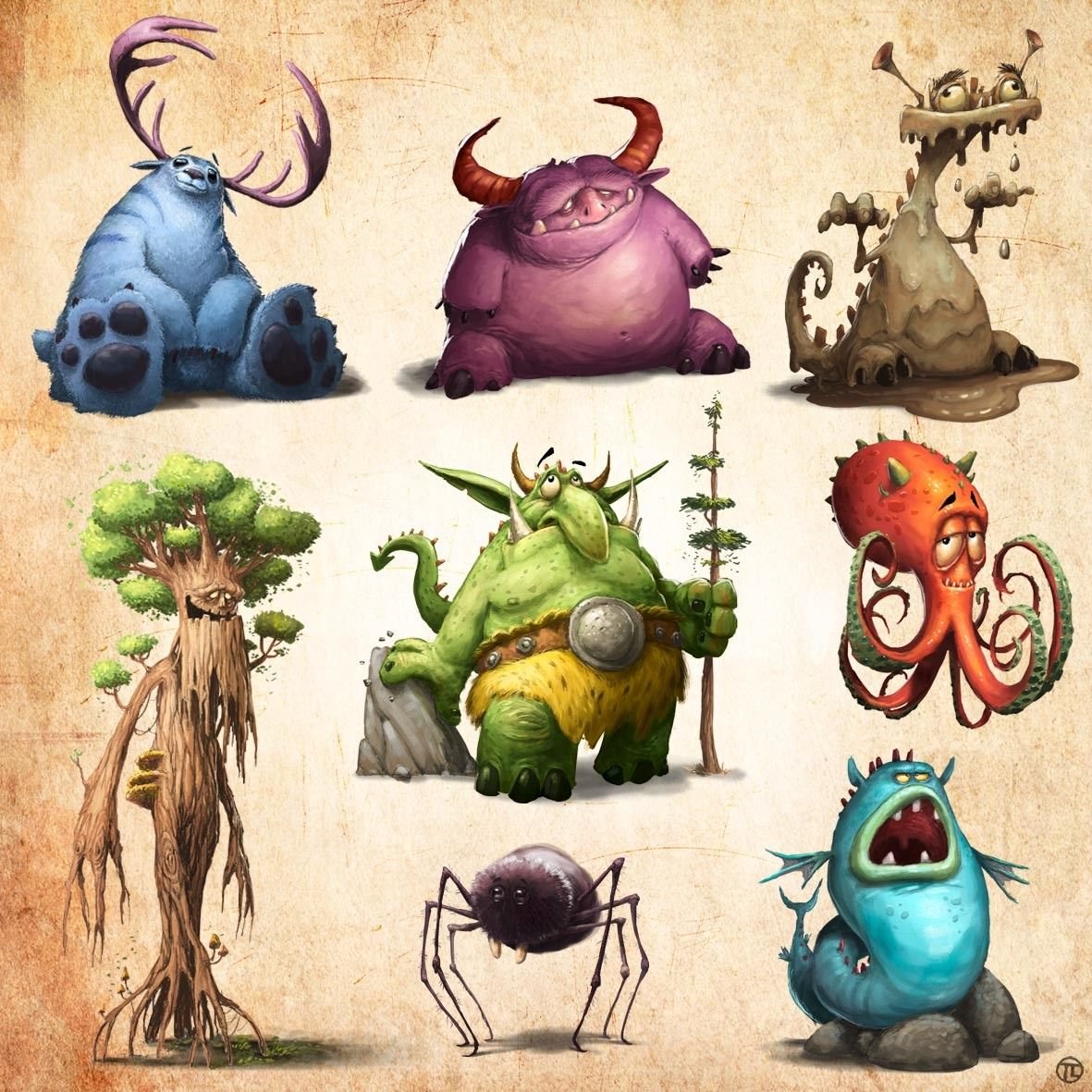 Мультяшный стиль монстры