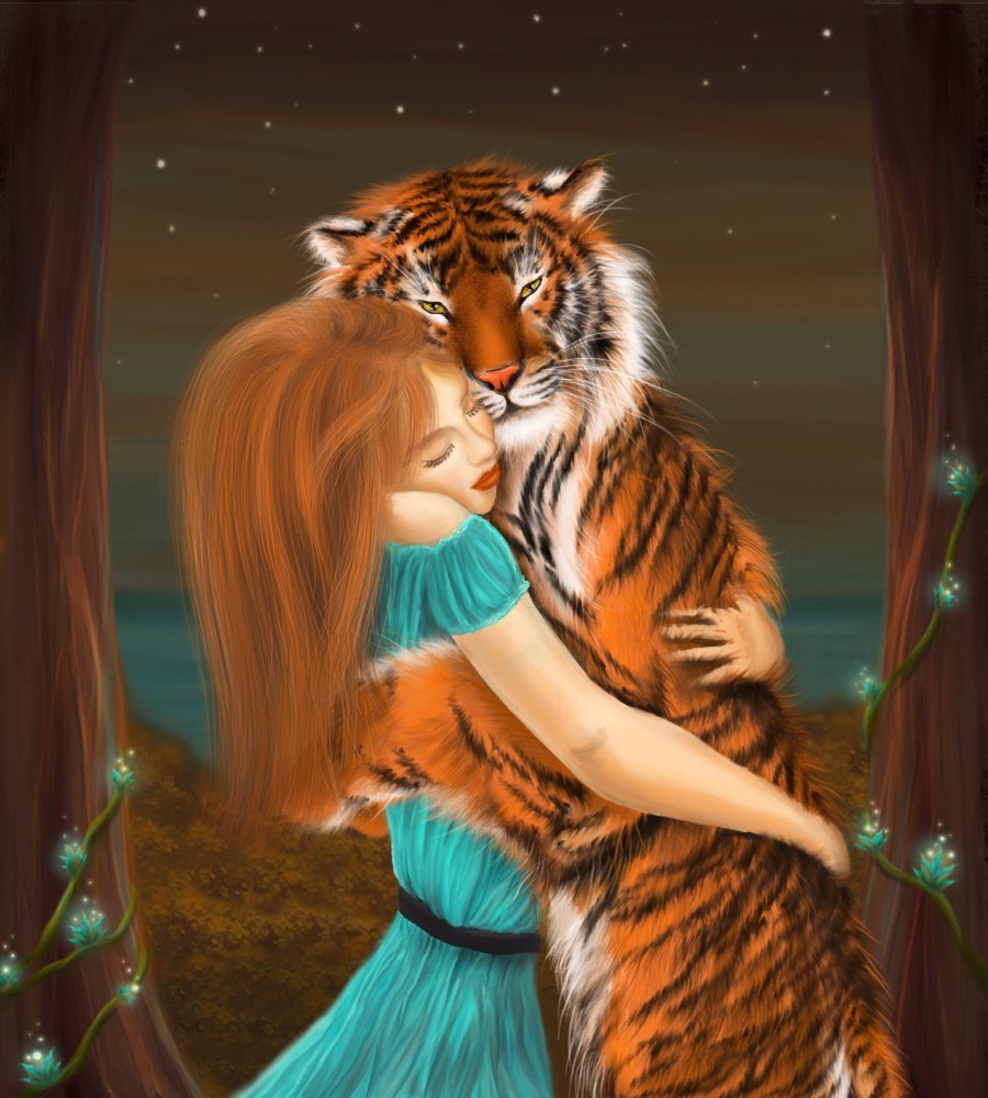 Тигр и девушка любовь
