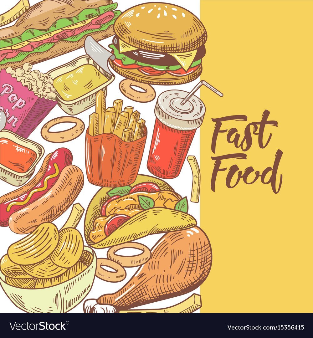 Бургер мультяшная на желтом фоне