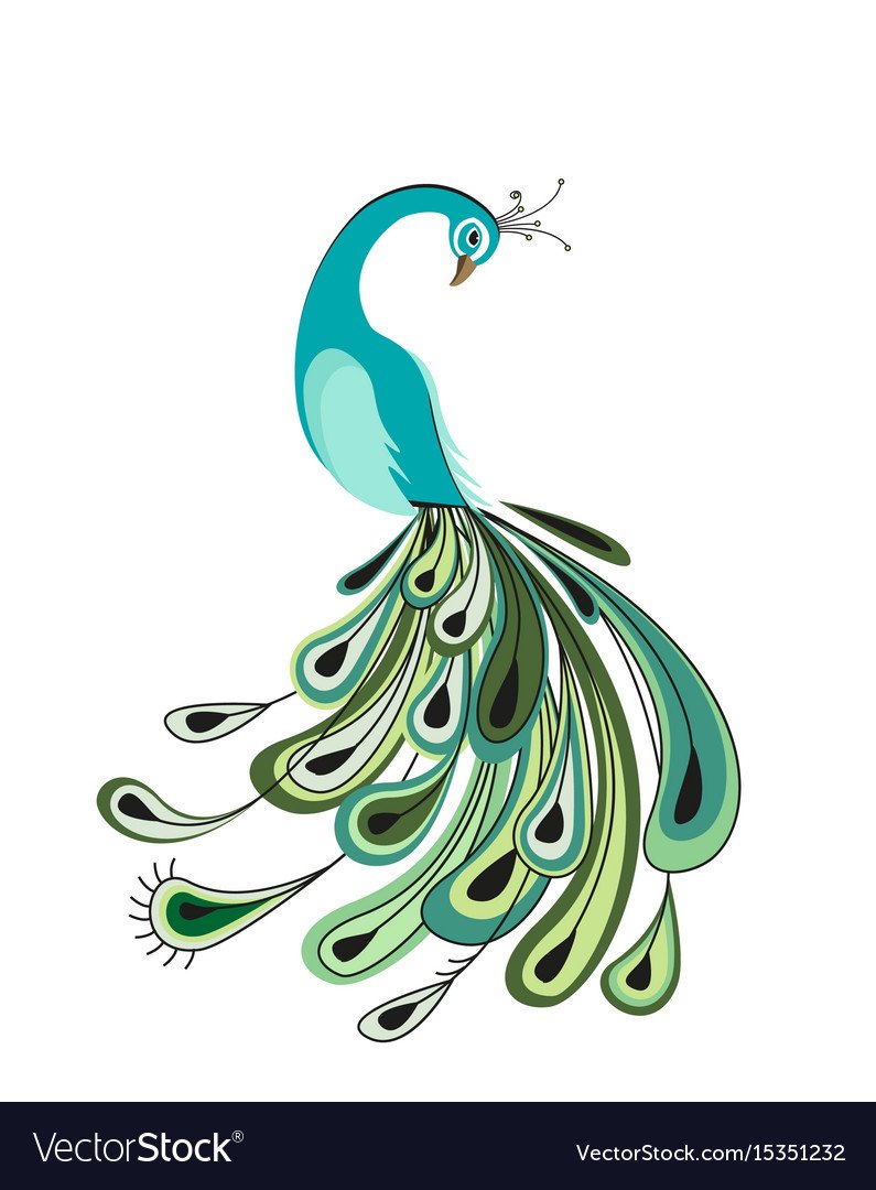 Арт Павлин на белом фоне