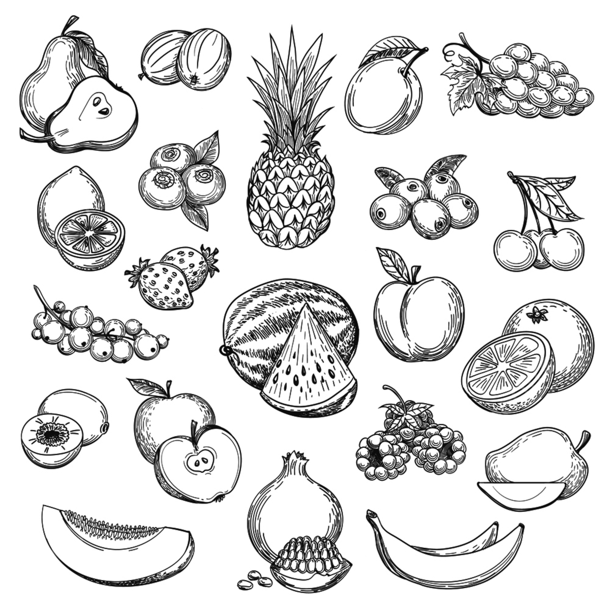 Скетч фрукты