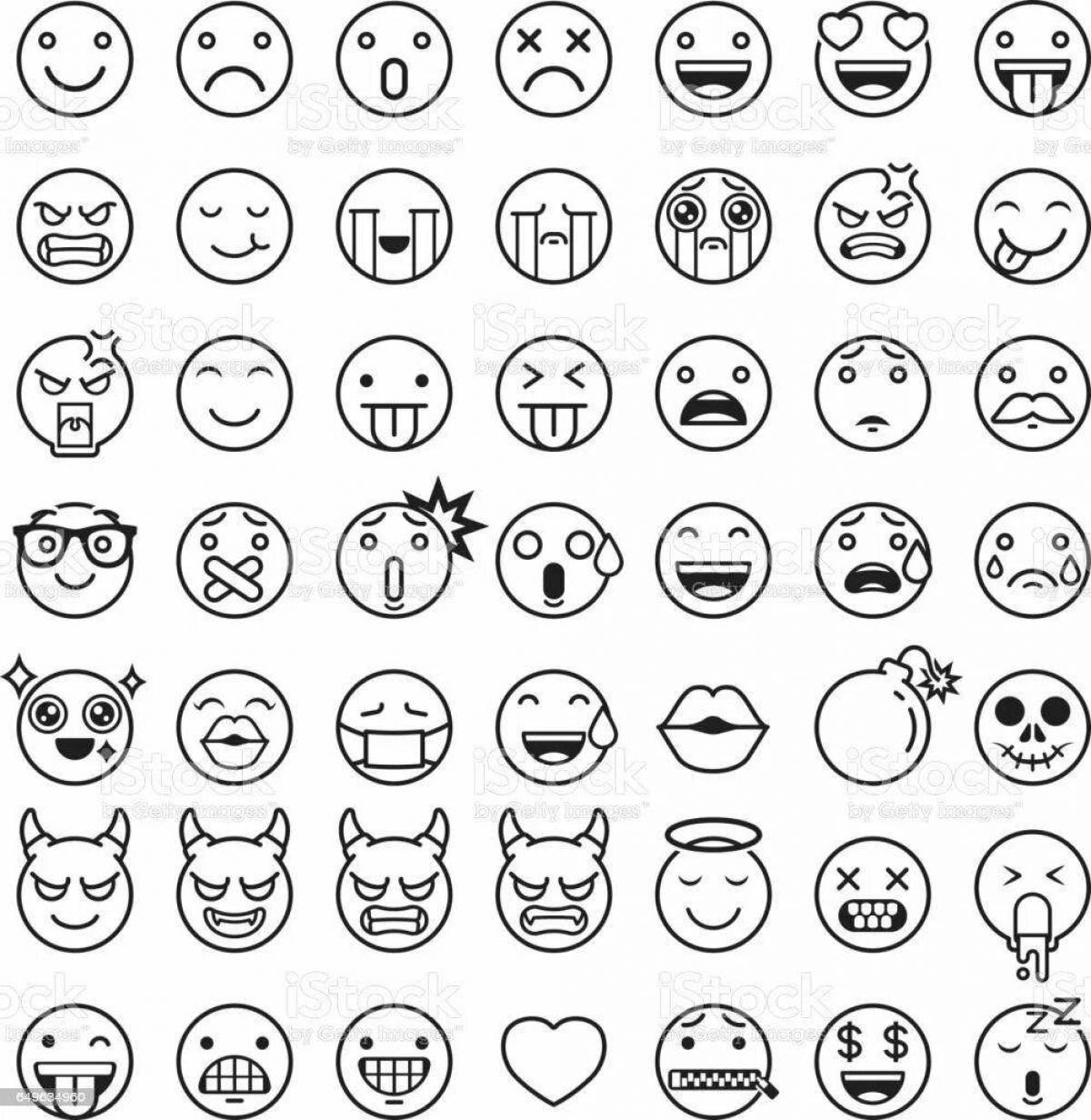 Смайлики набор черно белые