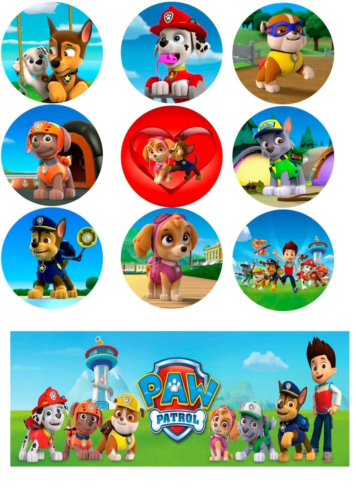 Щенячий патруль на сахарной бумаге