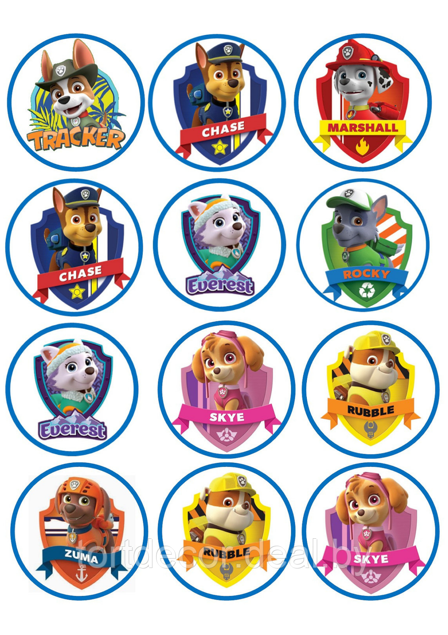 Щенячий патруль на сахарной бумаге