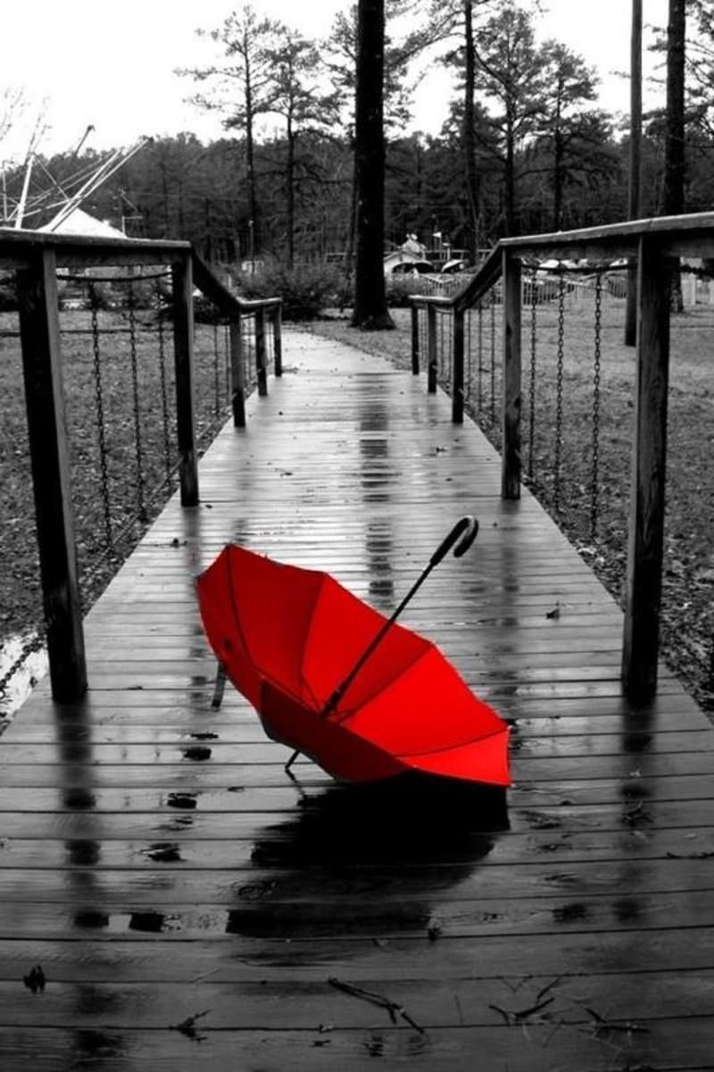 Красный зонт