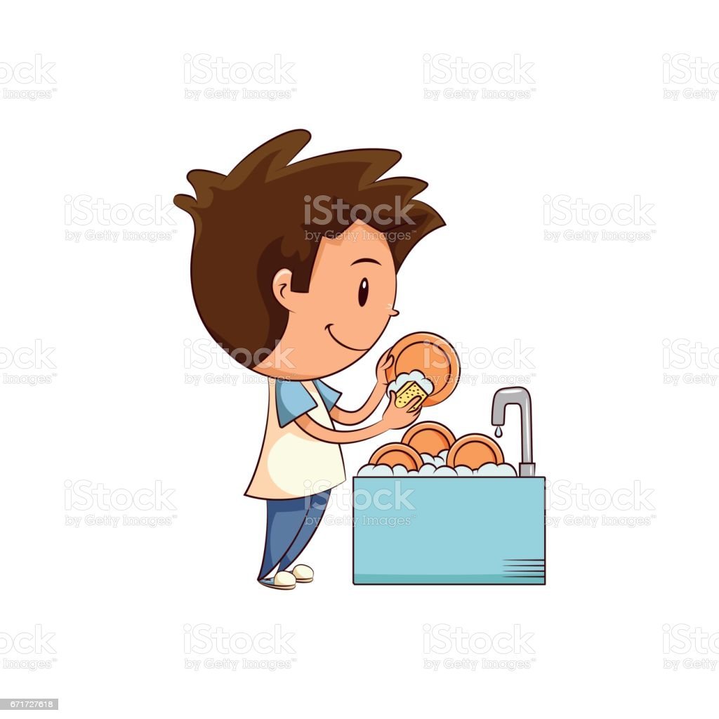 Wash the dishes рисунок для детей