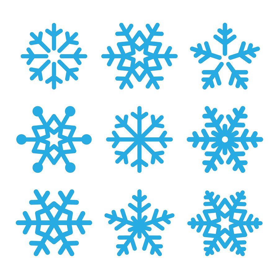 Снежинки много на листе