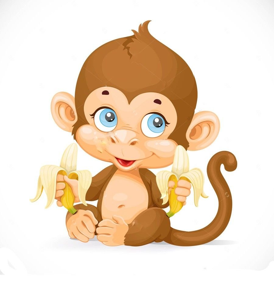 Мультяшная обезьяна на белом фоне