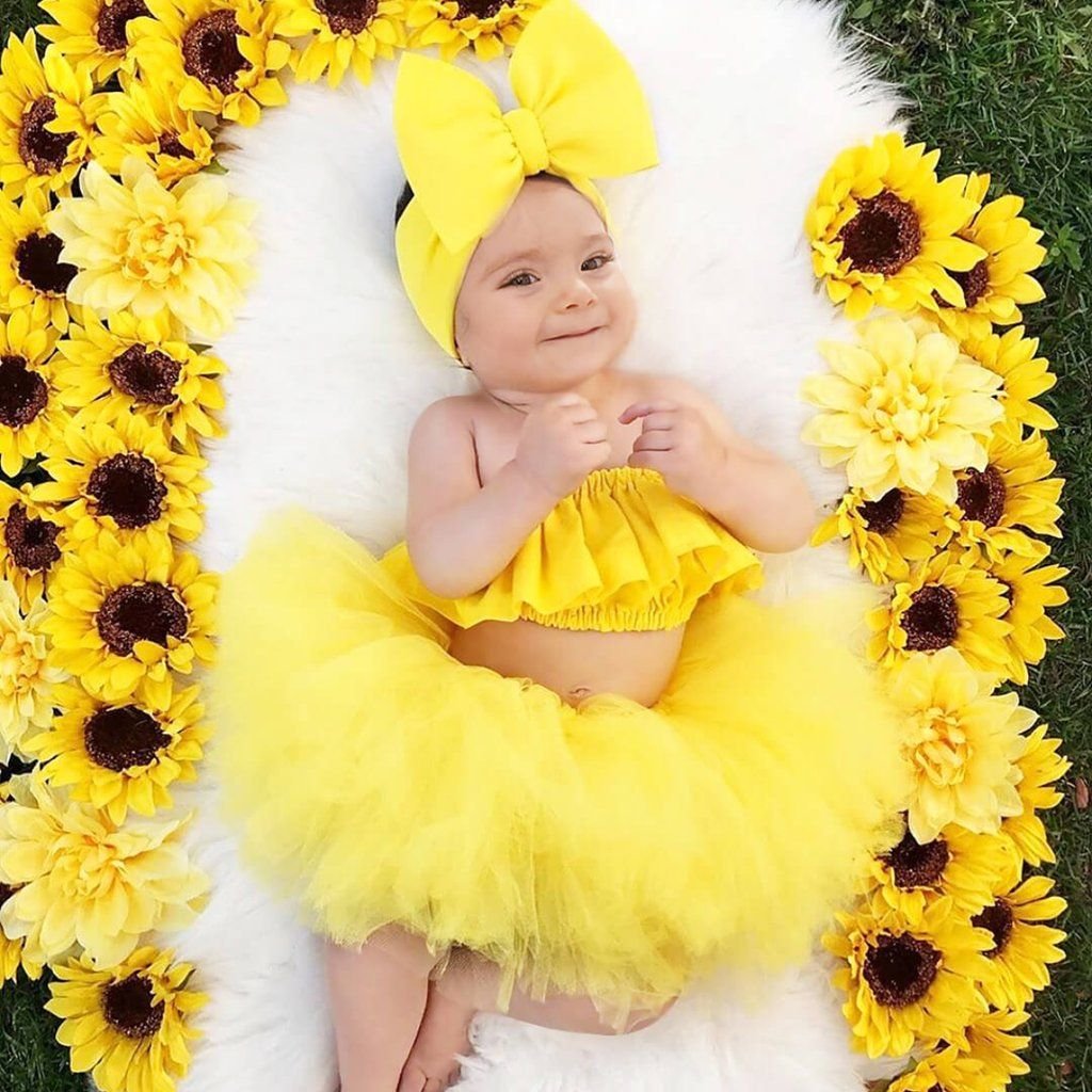 Желтые платья для новорожденных