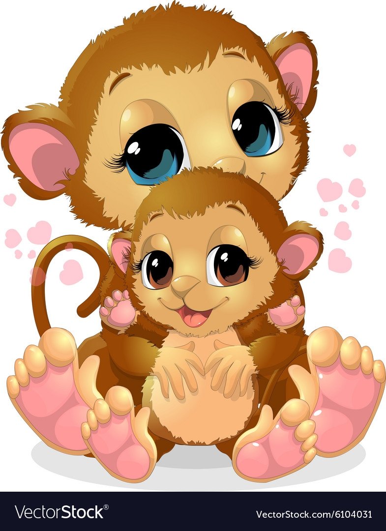 Милые мультяшные обезьянки