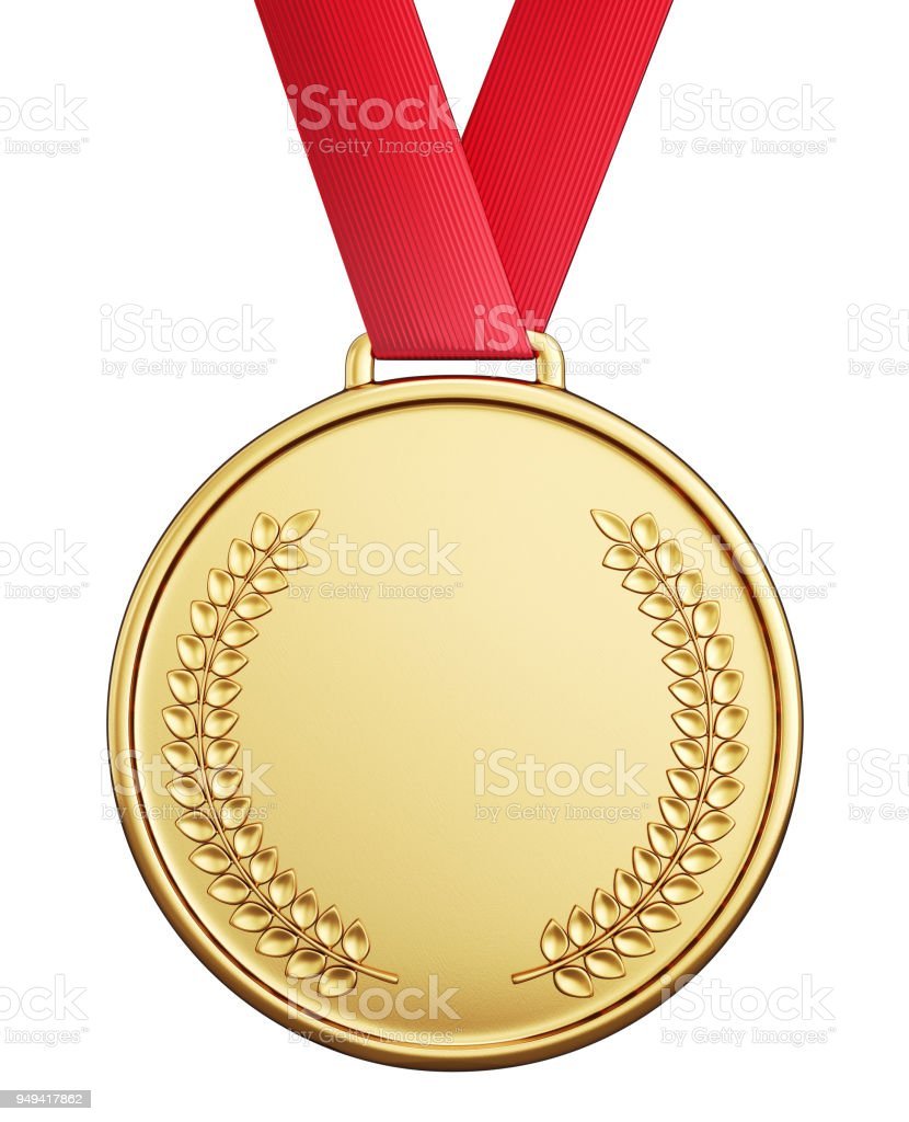 Золотая медаль на белом фоне
