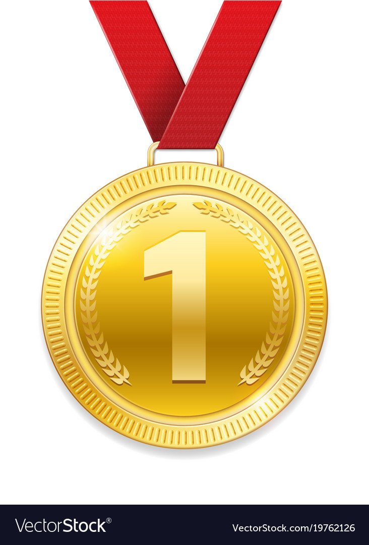 Золотая медаль 1 место на белом фоне