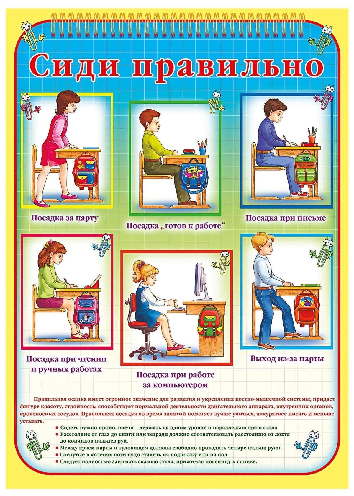 Сиди правильно плакат для начальной школы
