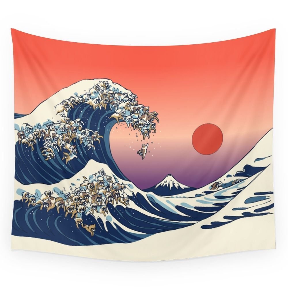 Кацусика Хокусай большая волна в Канагаве с котами