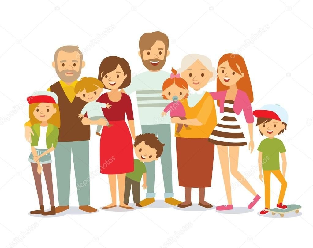 Многодетная семья иллюстрация