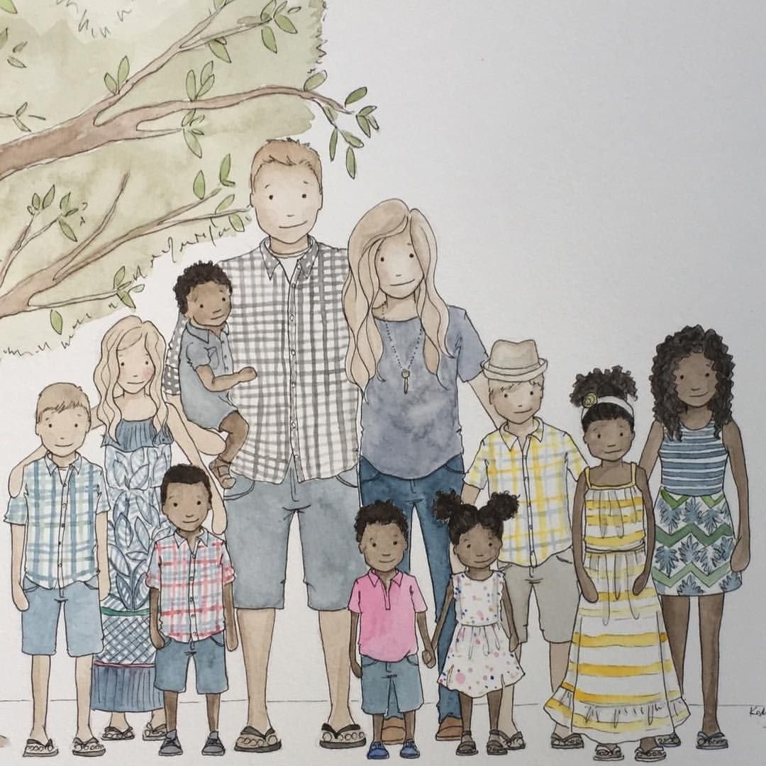 Многодетная семья вектор