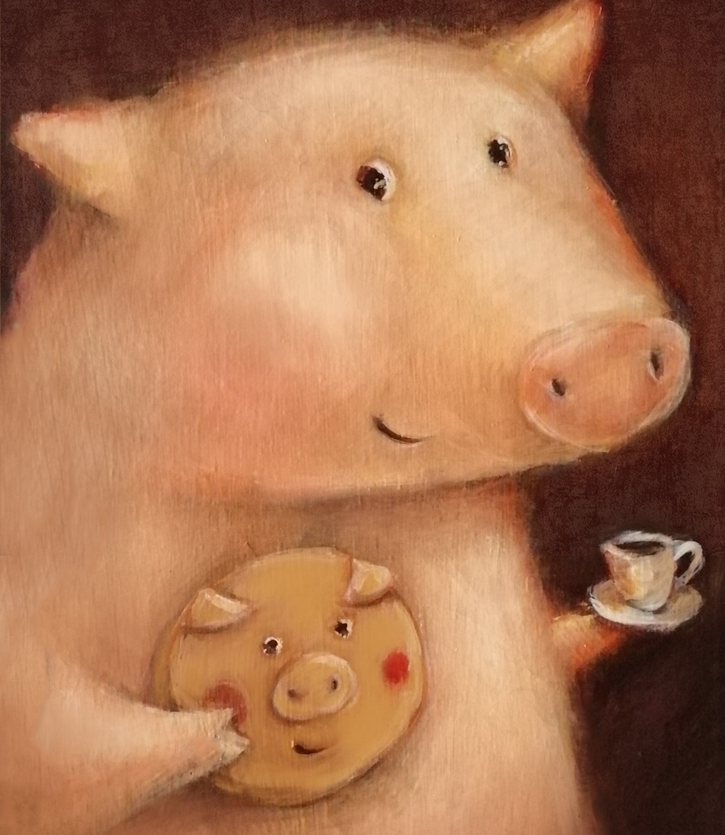 Картина удача со свиньей