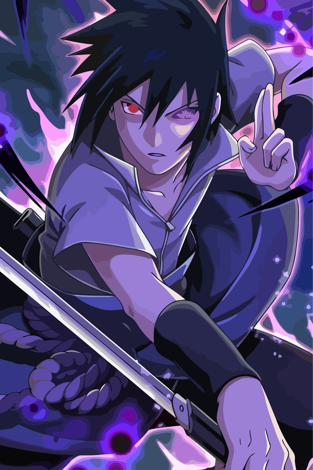 Учиха Саске арт в современном стиле