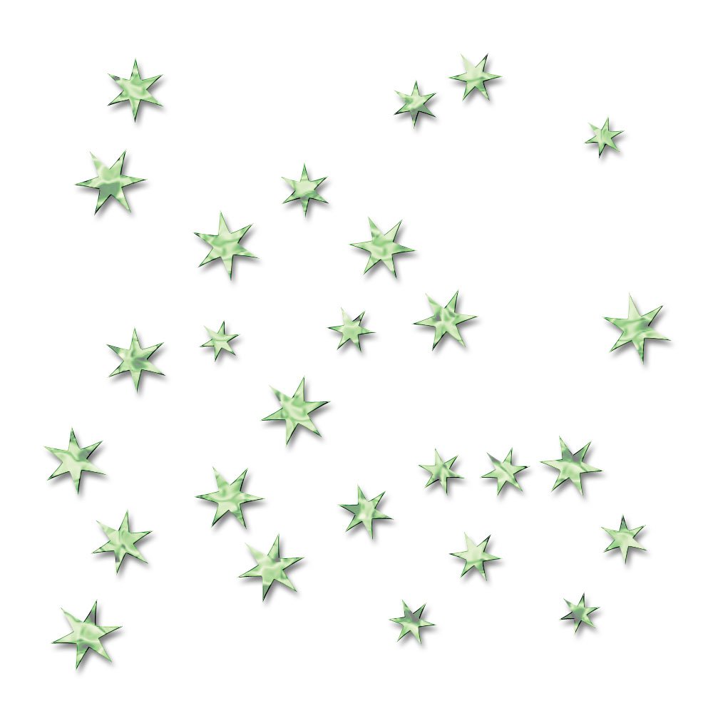 Зеленые звездочки на прозрачном фоне