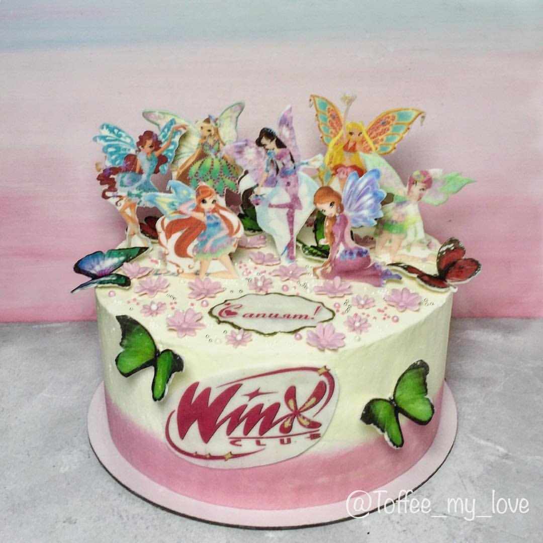 Торт Радужный с феечками Винкс