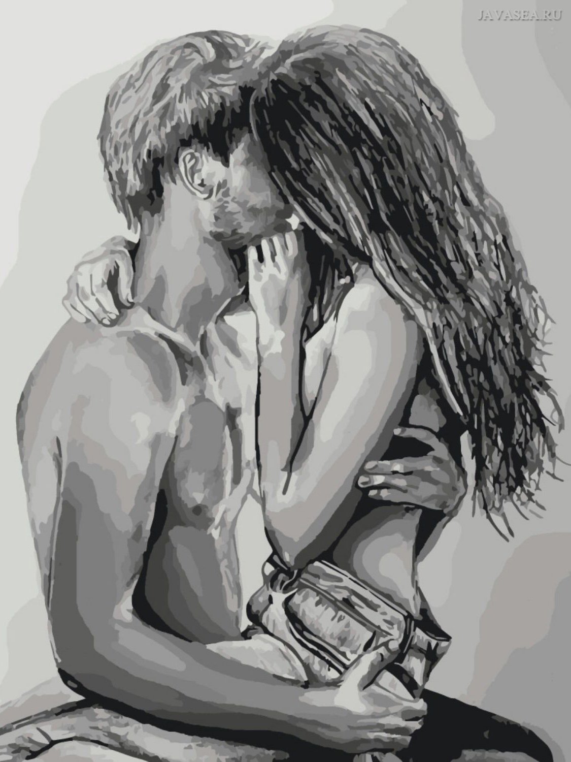 Страстные объятия карандашом