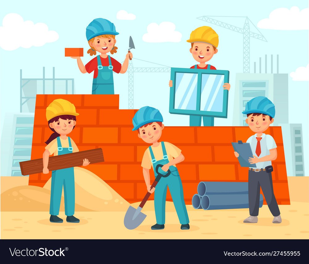 Детские иллюстрации дети строят