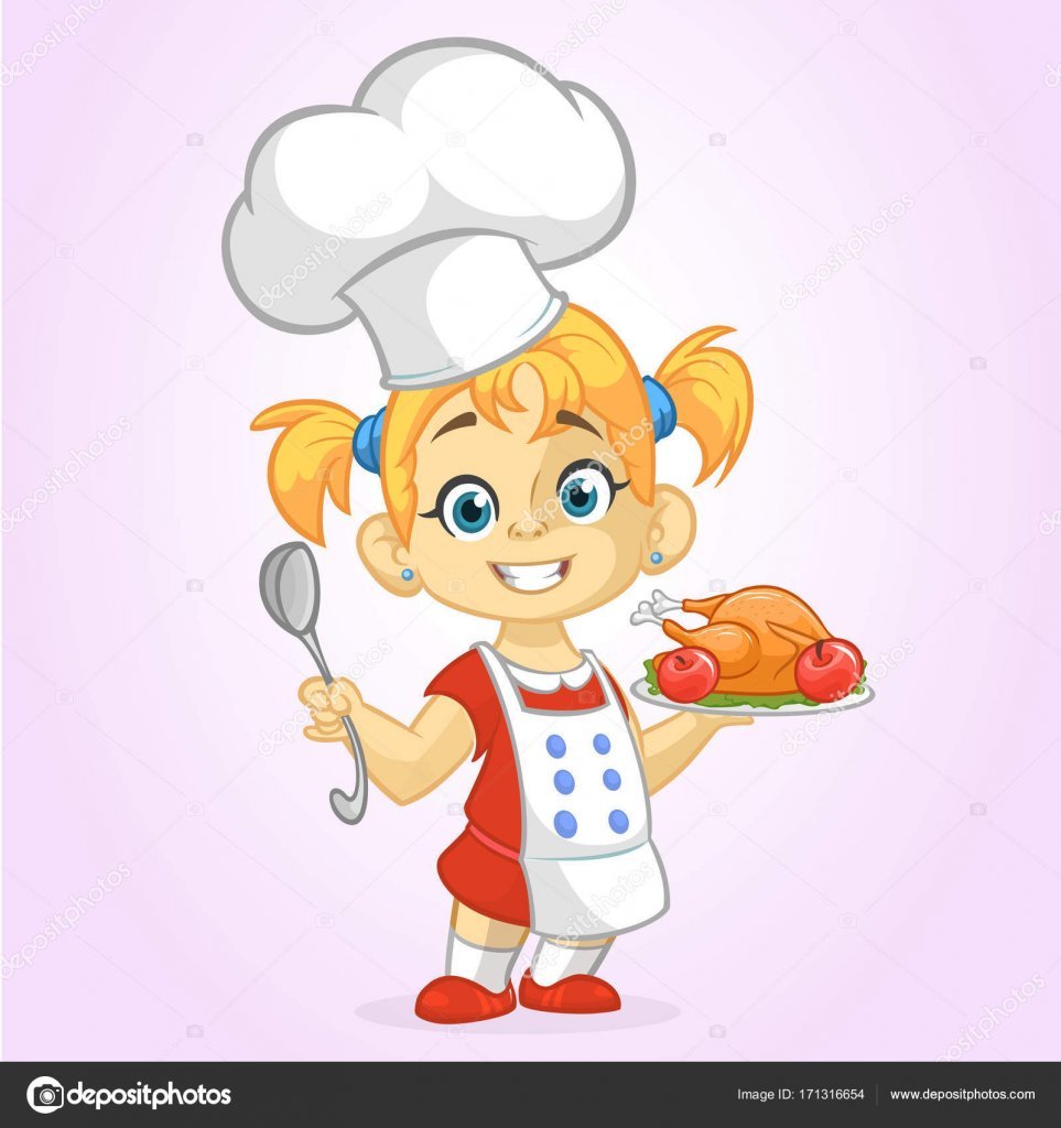 Мультяшный повар девочка