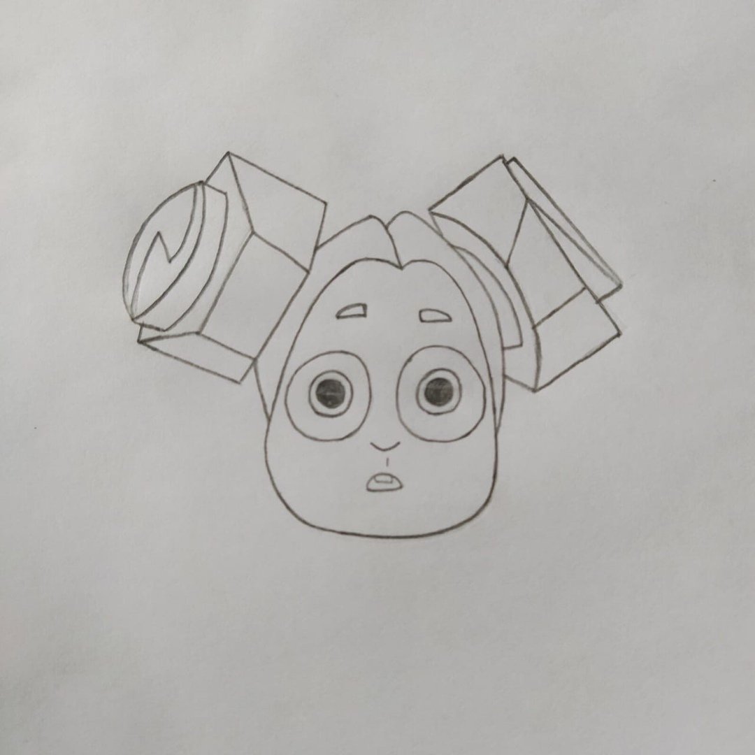 Рисунок фиксика Нолика карандашом