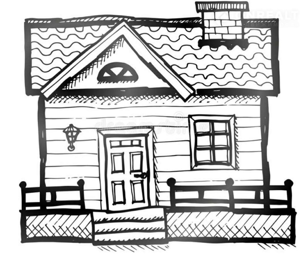 Деревенский домик карандашом