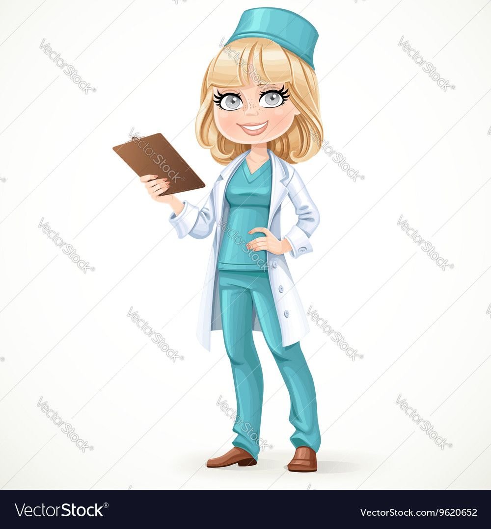 Мультяшная девочка в белом халате