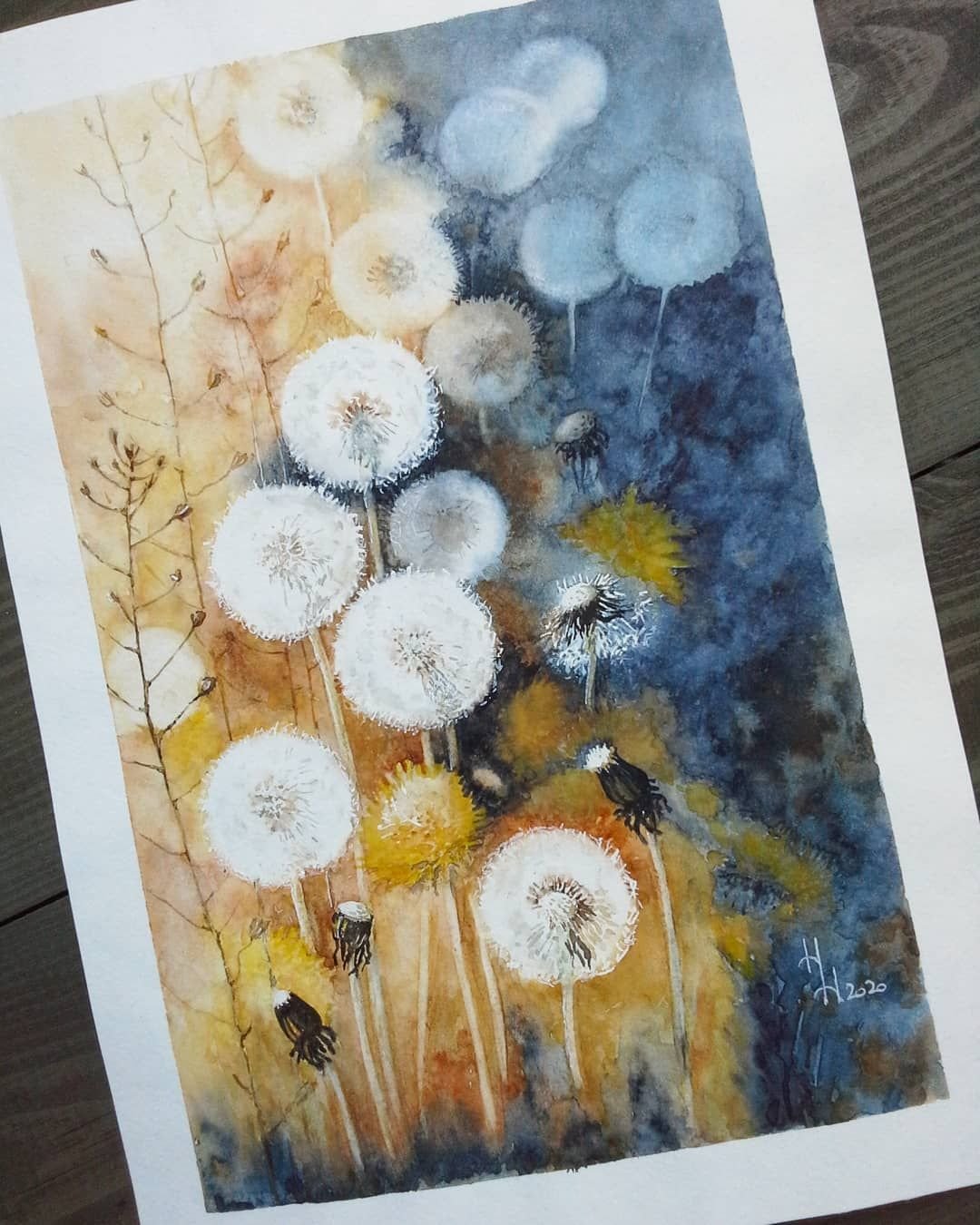 Рисование на холсте для начинающих акварелью одуванчик