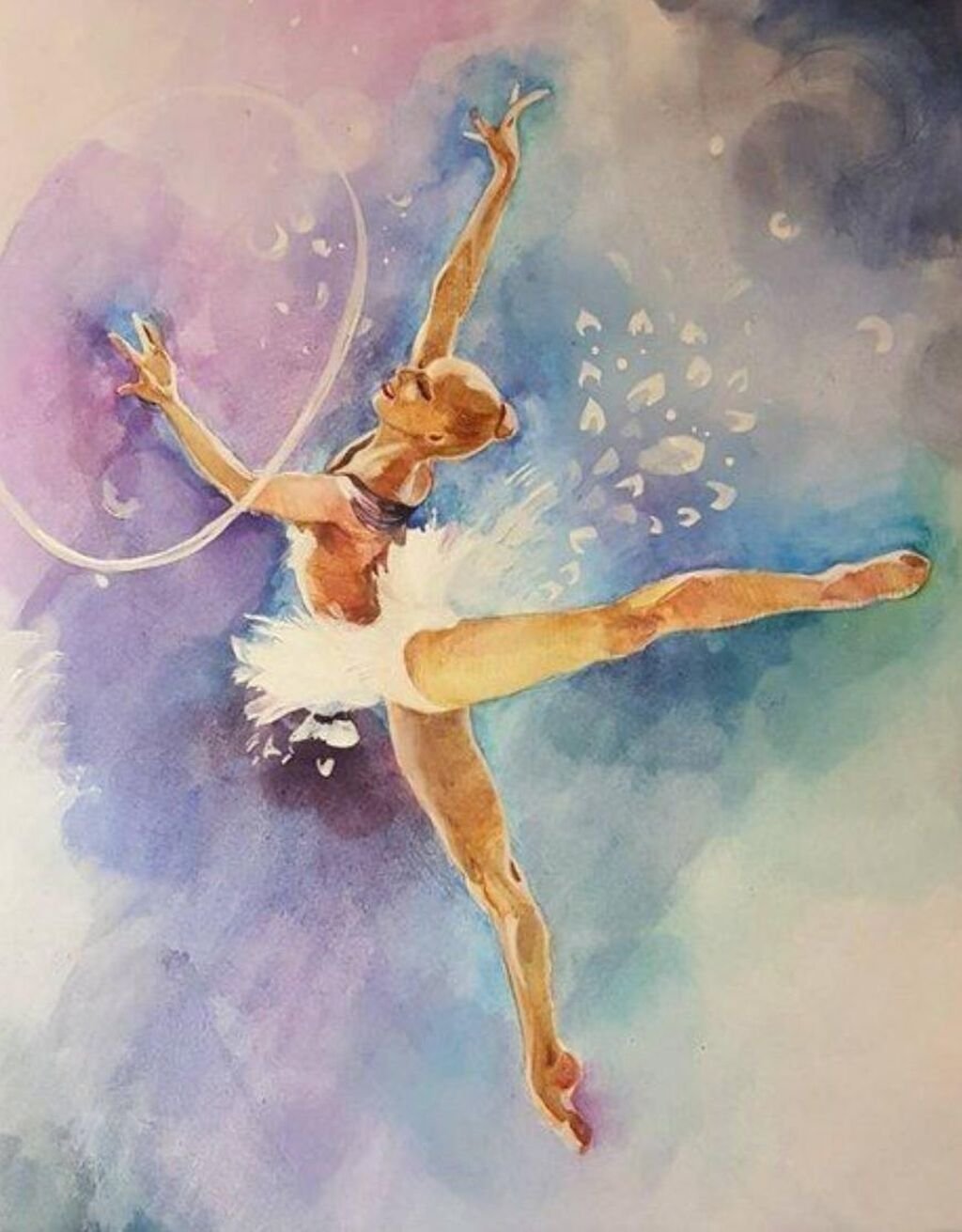 Гимнастка акварель