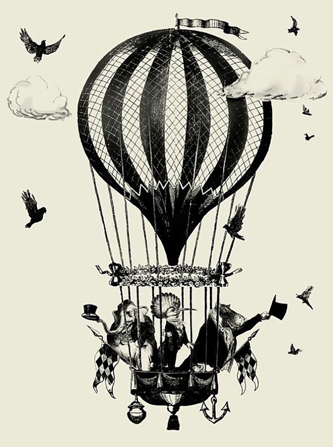 Воздушный шар гравюра