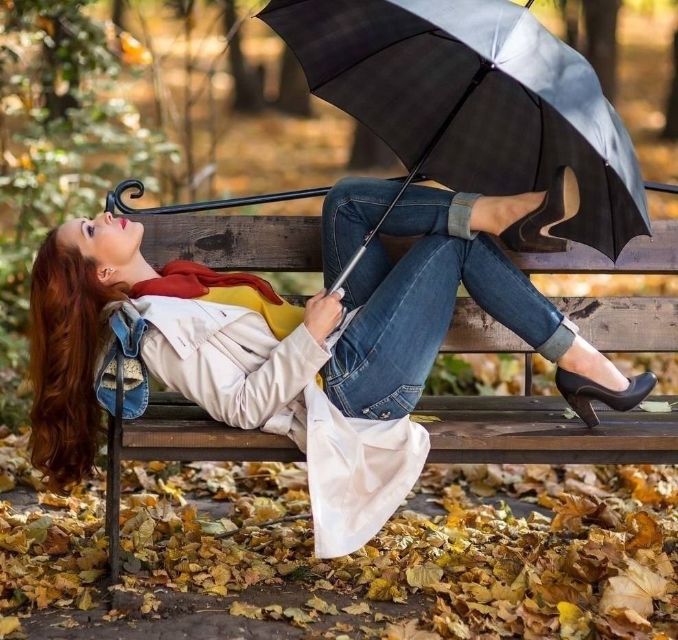 Осенняя фотосессия со скамьей