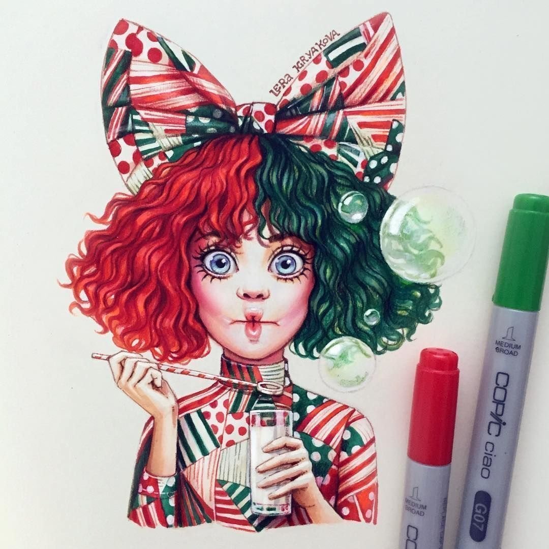 Лера Кирьякова портрет маркерами