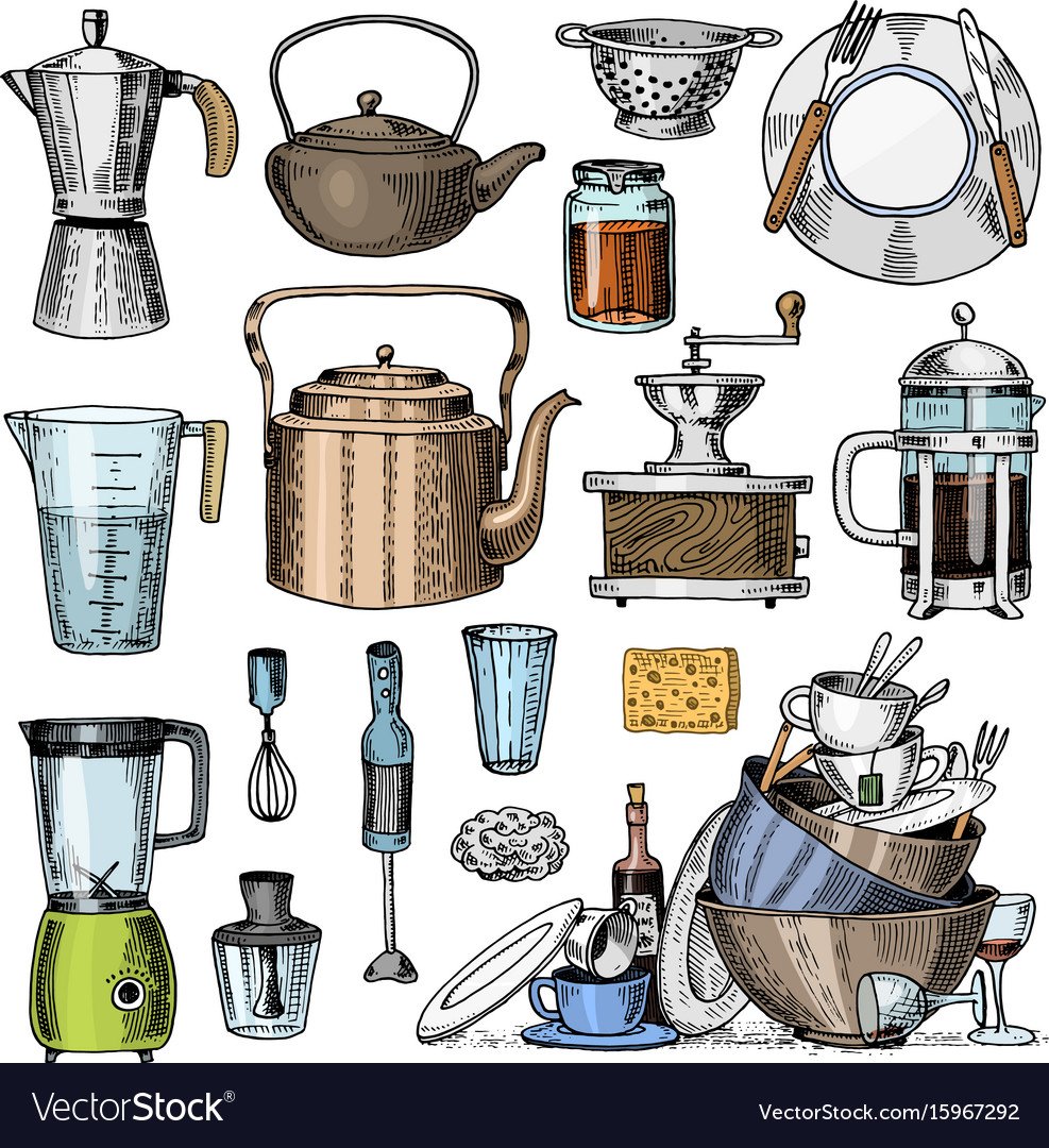 Кухонная утварь скетч Винтаж