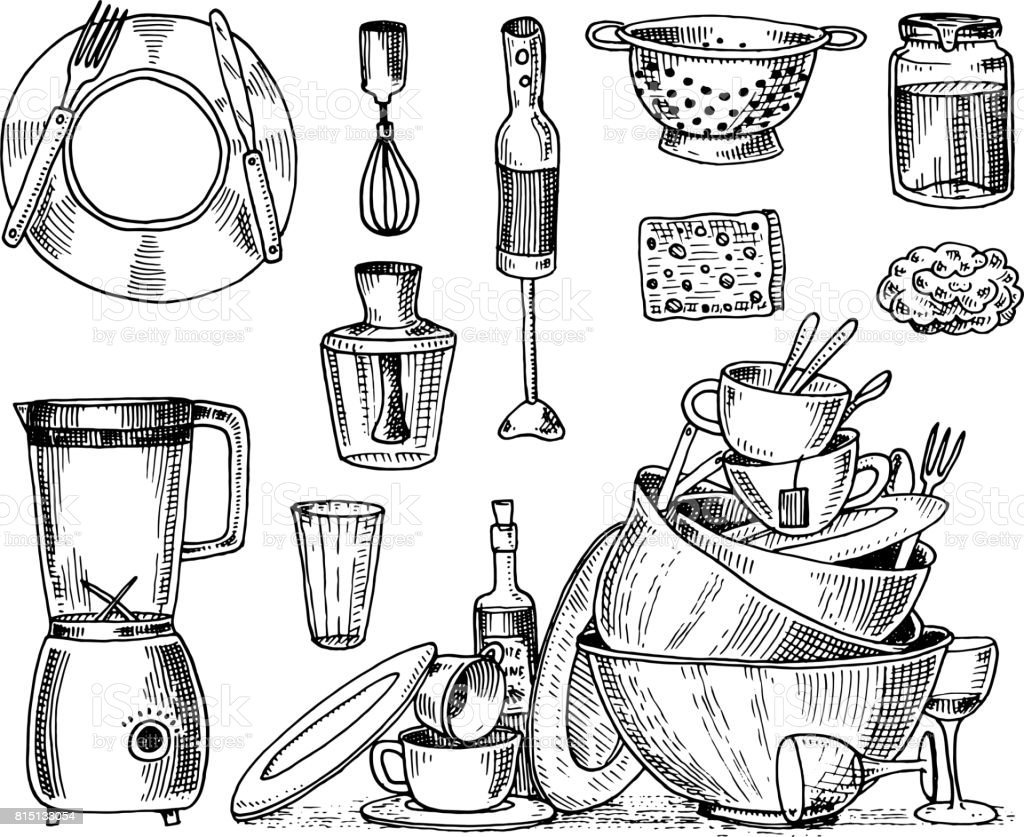 Грязная посуда вектор