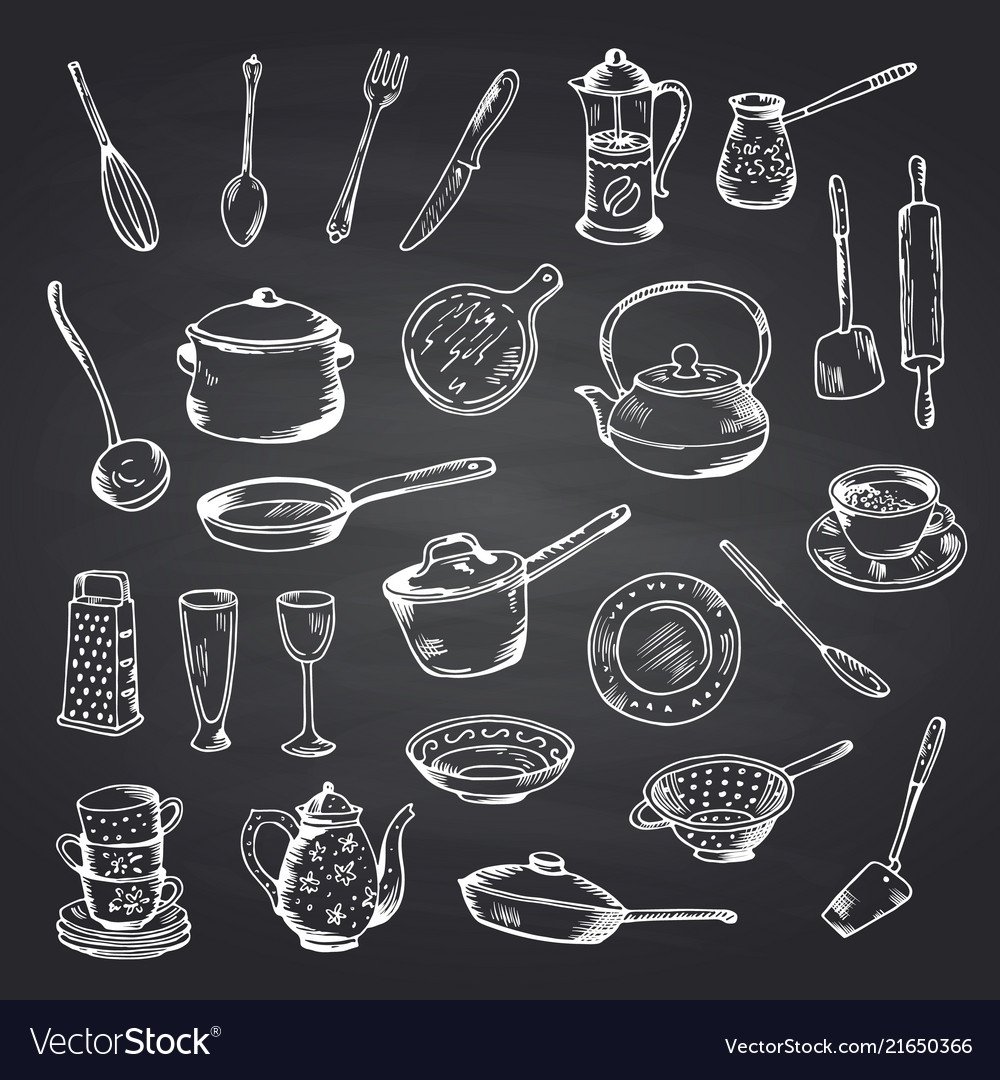 Кухонные принадлежности мелом