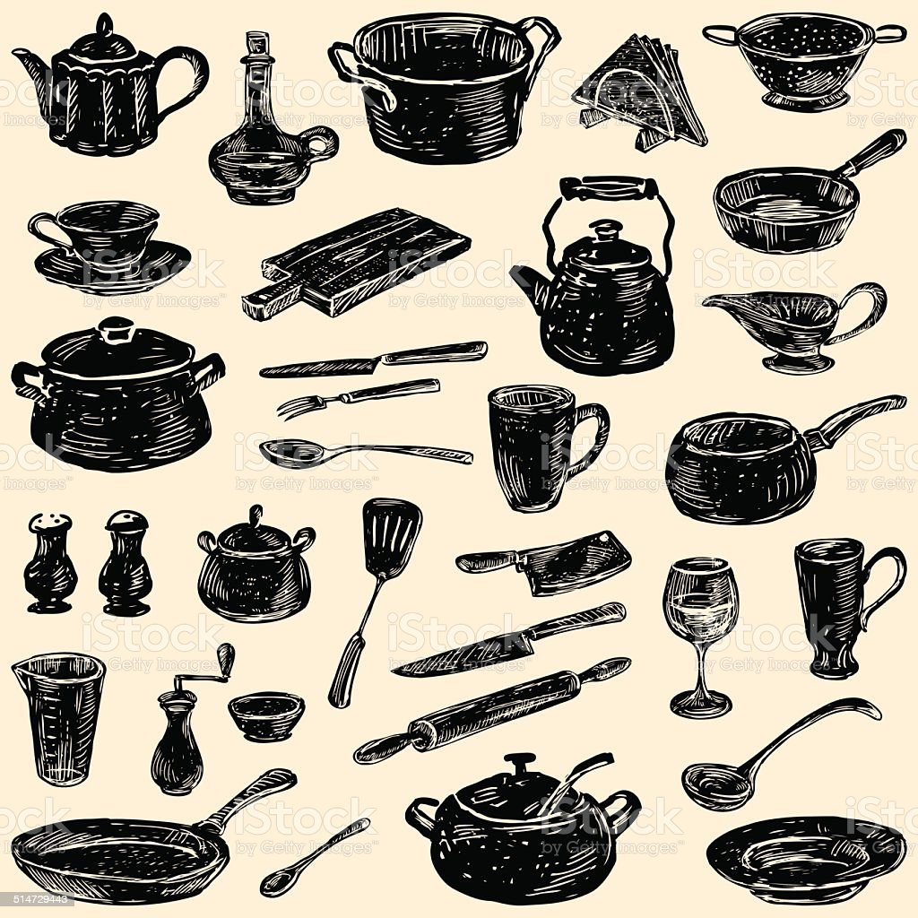 Старинная посуда силуэт