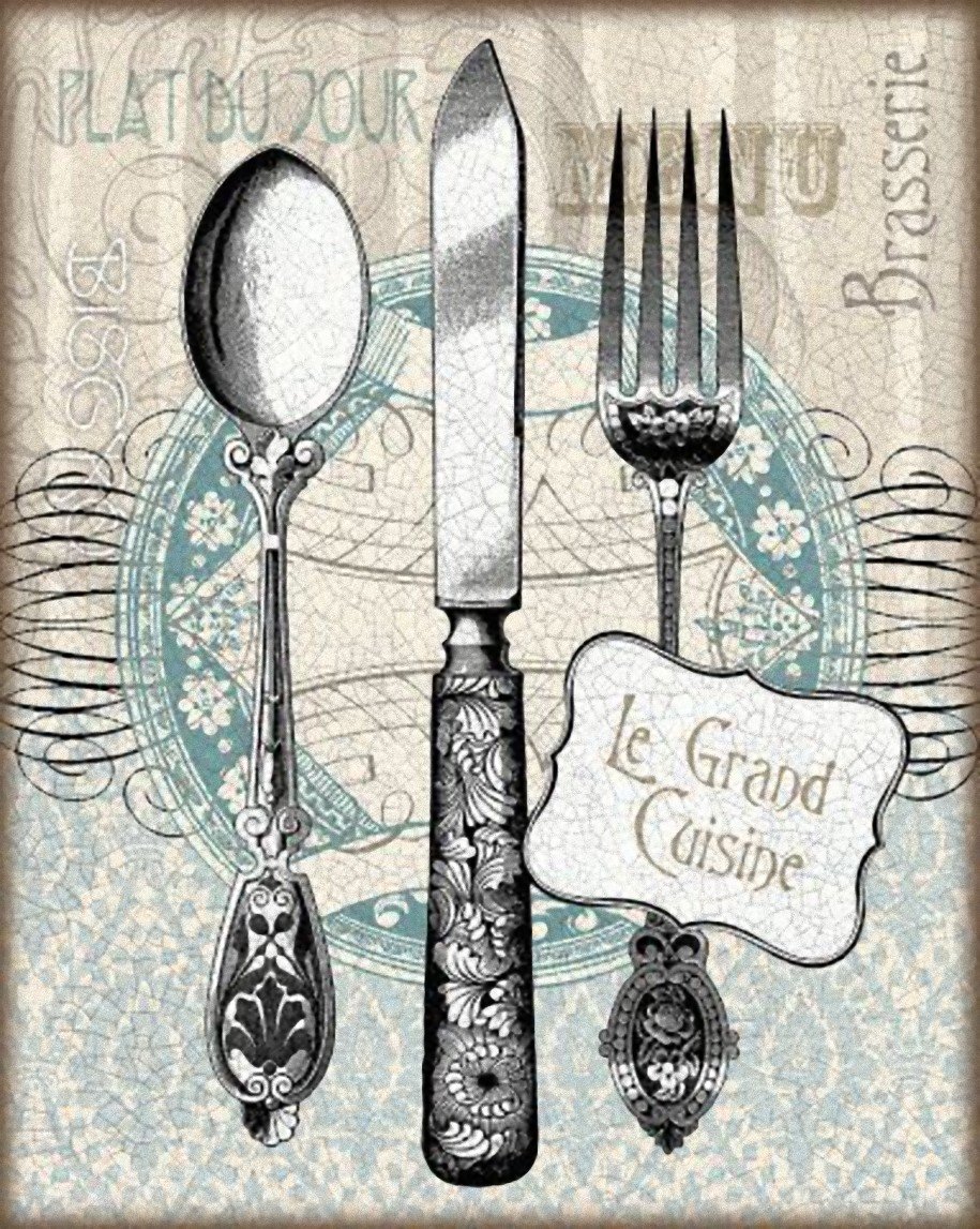Столовые приборы Винтажные иллюстрации
