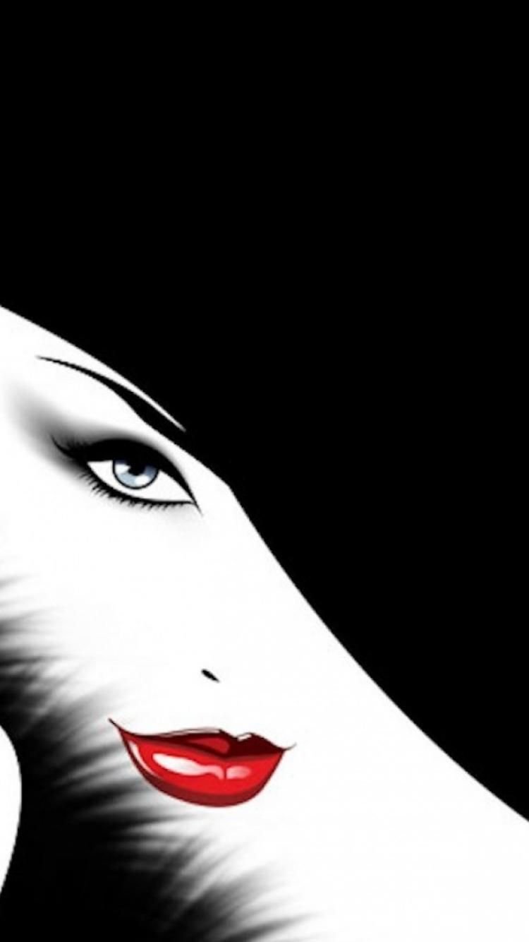 Силуэт девушки с красными губами