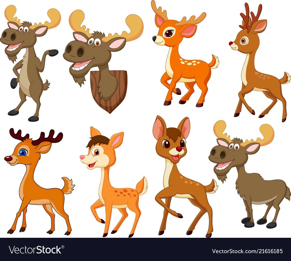 Олень мультяшный на белом фоне