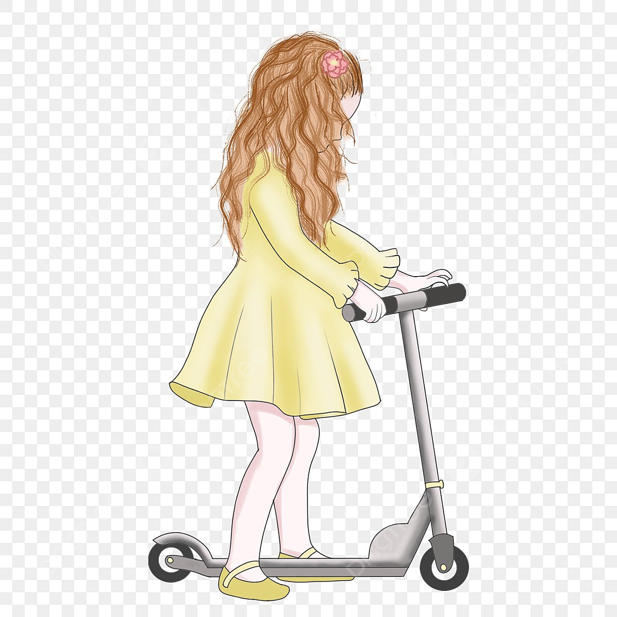 Нарисовать девочку на самокате